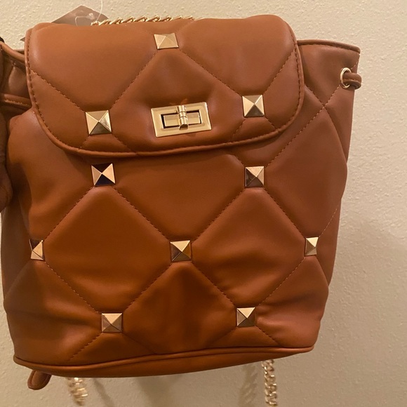 Versona Brown and Gold backpack purse - Picture 3 of 4